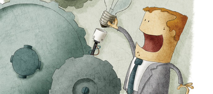 spokes/wheels and business man illustration