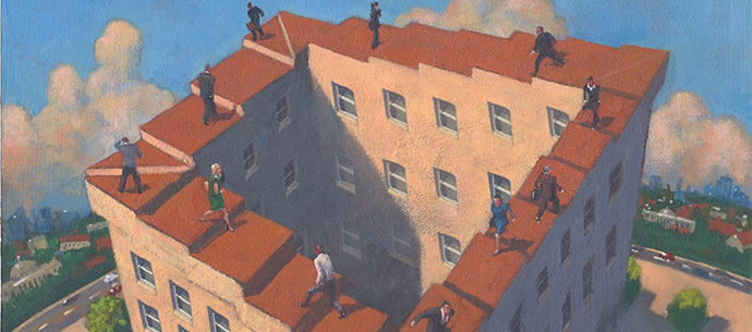 Illustration of building as a staircase